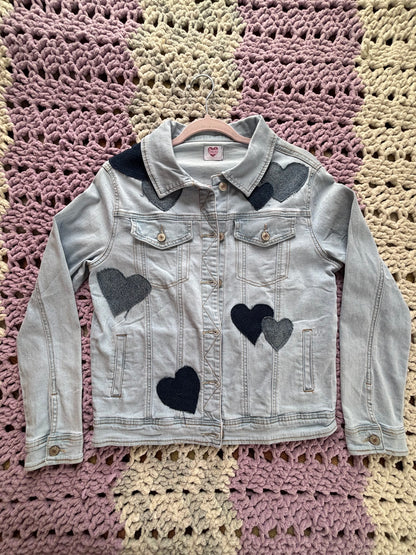 Light Blue Denim Frayed Hearts Jacket [L]