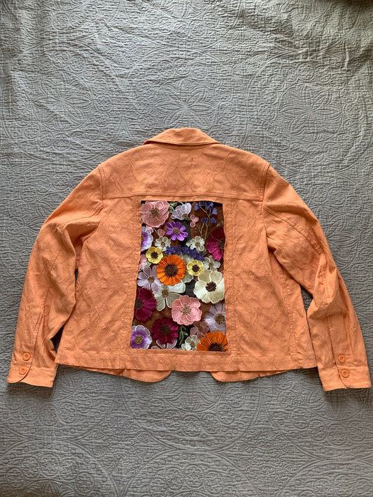 Orange Brocade Floral Jacket [0X]