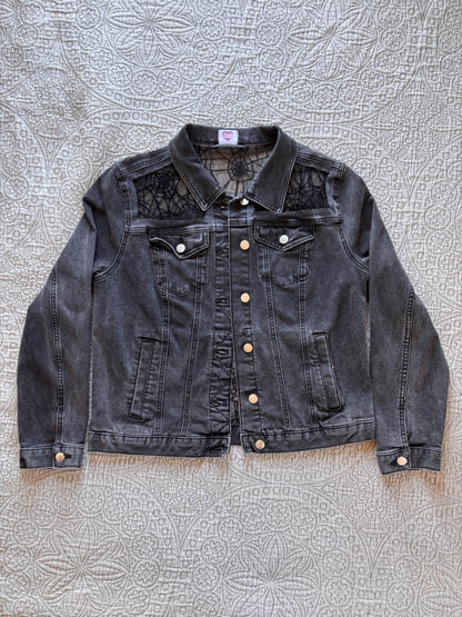 Black Denim Spiderwebs Jacket [XL]