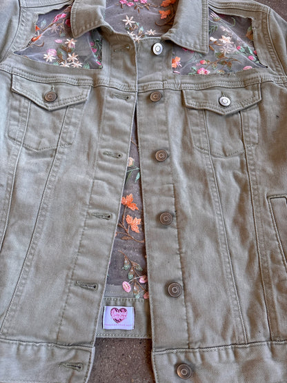 Green Denim Flowers Jacket [L]