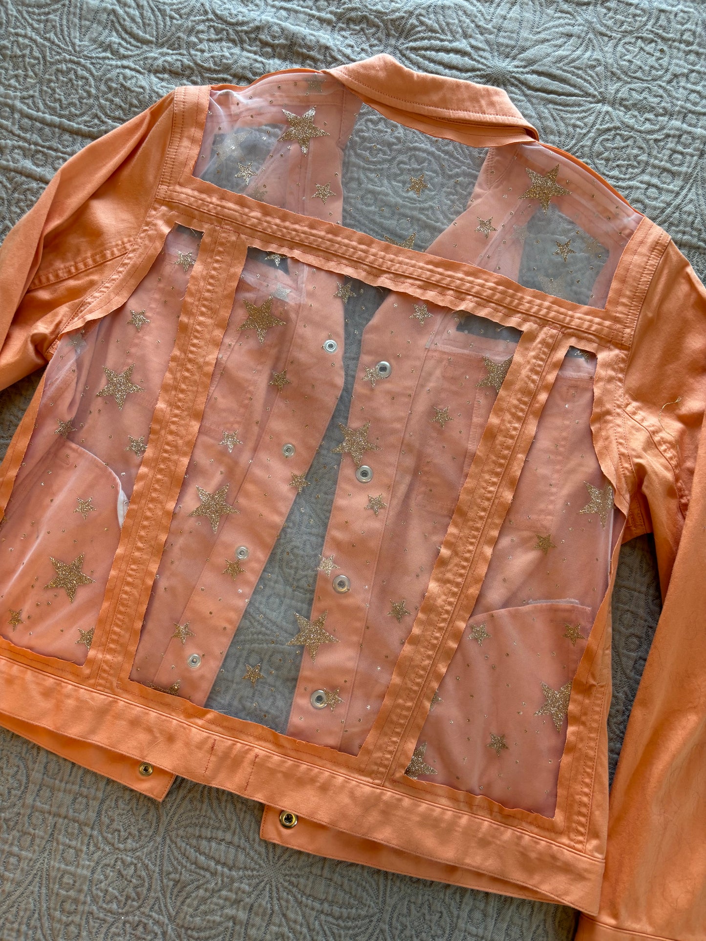 Gold Stars Orange Denim Jacket [XL]