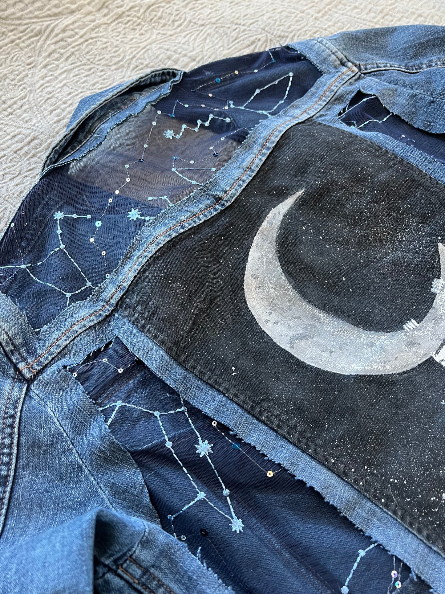 Painted Denim Astronaut and Stars [L]