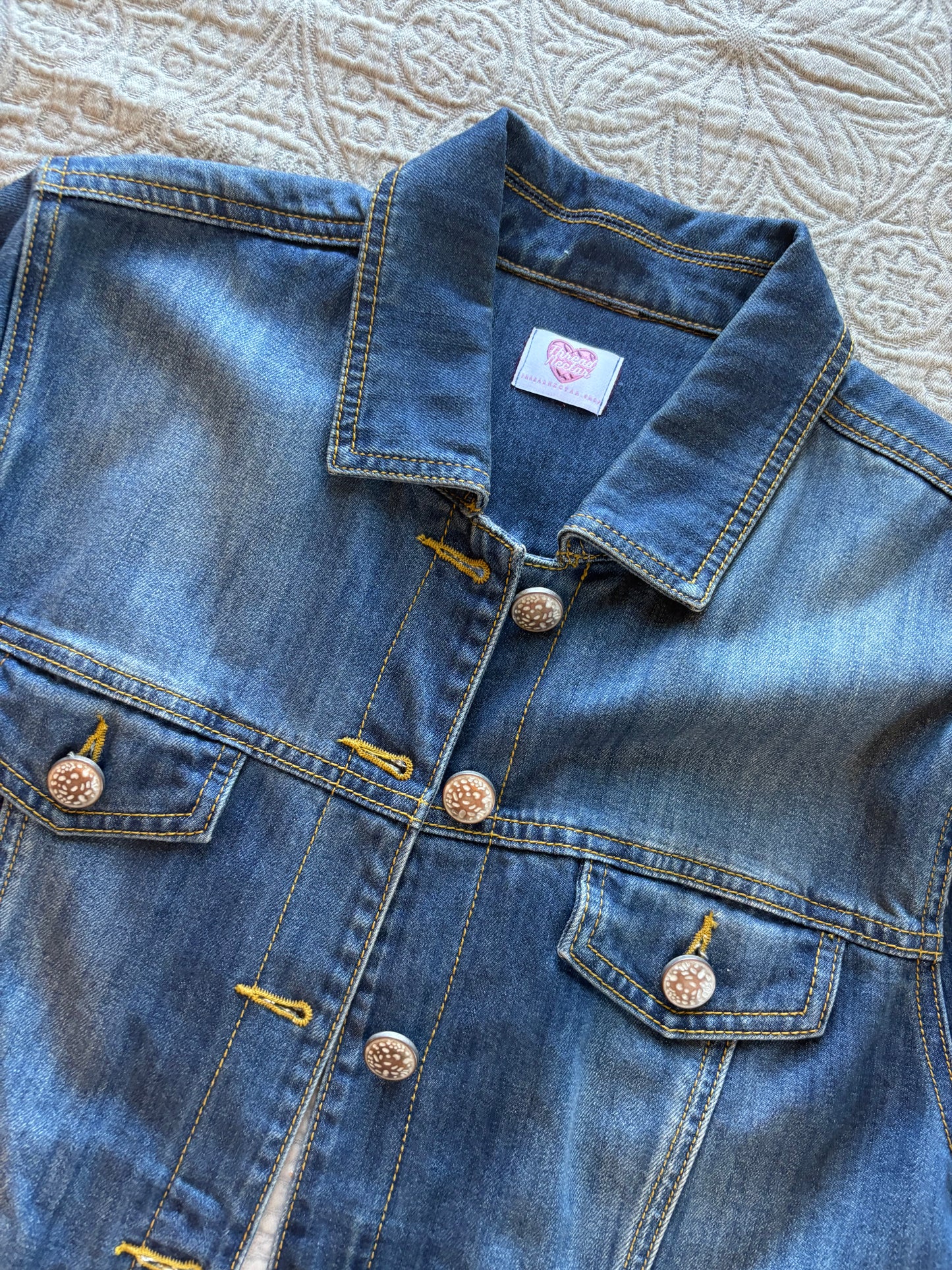 Gold Stars Removable Lace-Bottom Denim Jacket [1X]