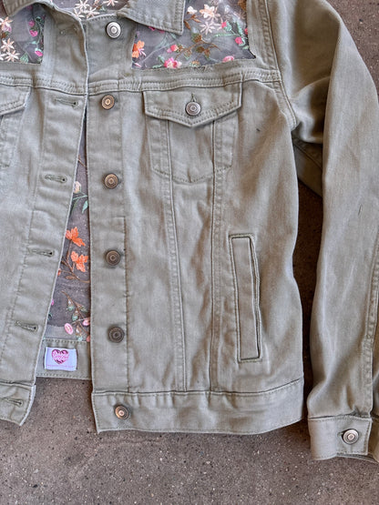 Green Denim Flowers Jacket [L]