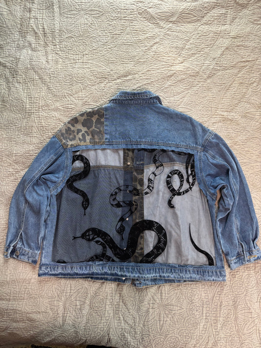 Cheetah Print Denim Snakes Jacket [3X]