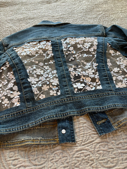 Cropped White Flowers Jacket [L]