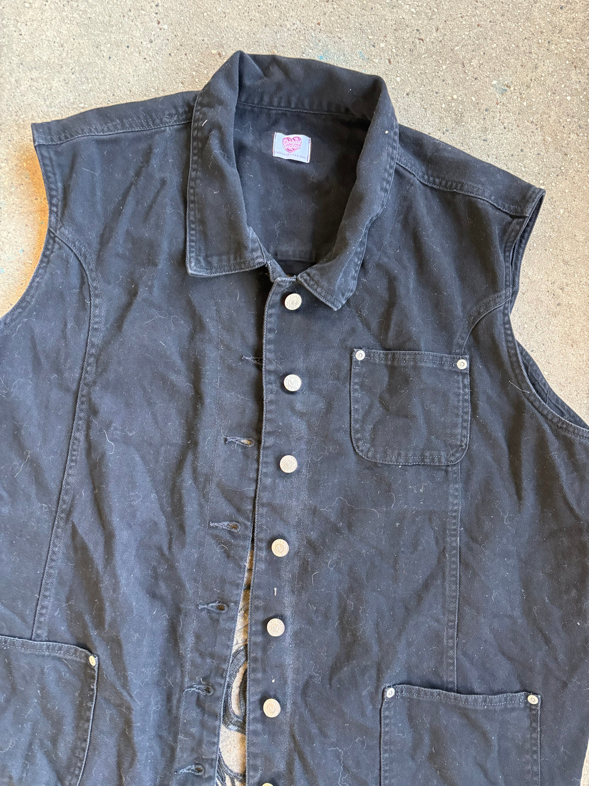 Black Denim Branches Vest [4X]