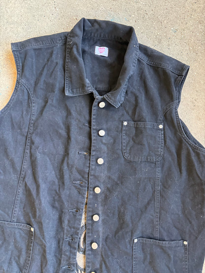 Black Denim Branches Vest [4X]
