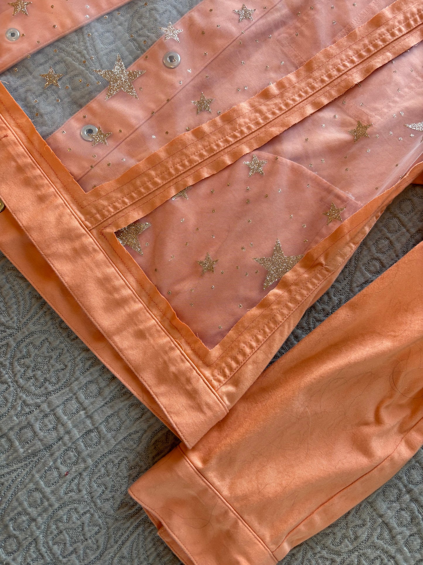 Gold Stars Orange Denim Jacket [XL]