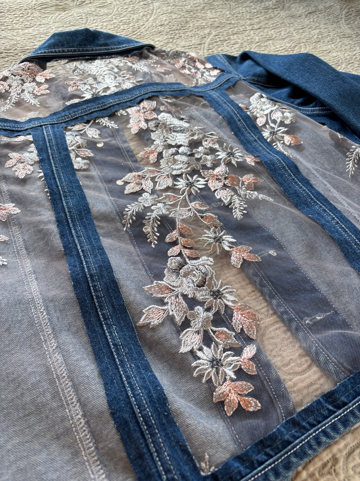 Dark Denim Denim Silver Floral Jacket [1X]
