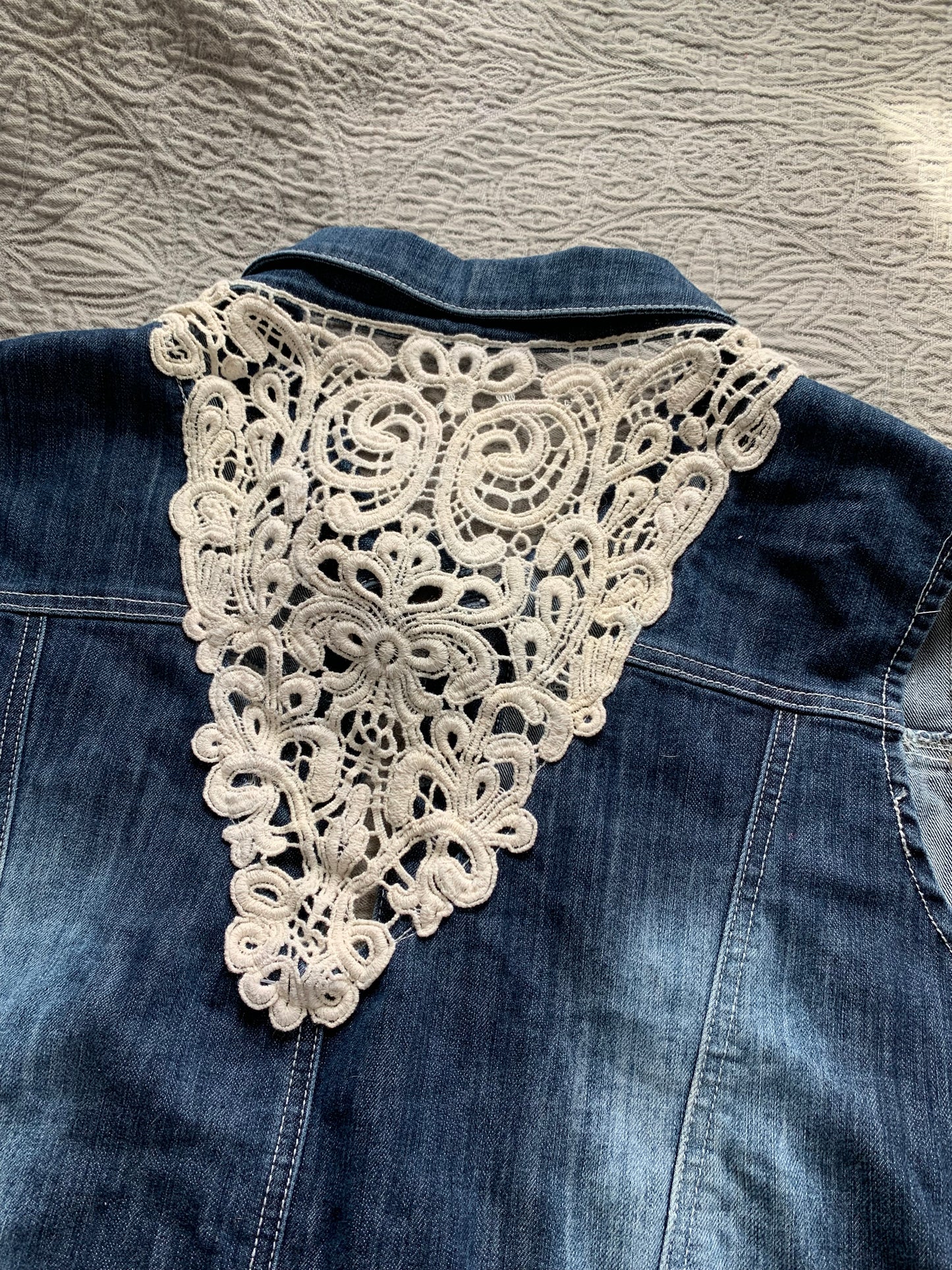 Cropped Denim Lace Vest [2X]