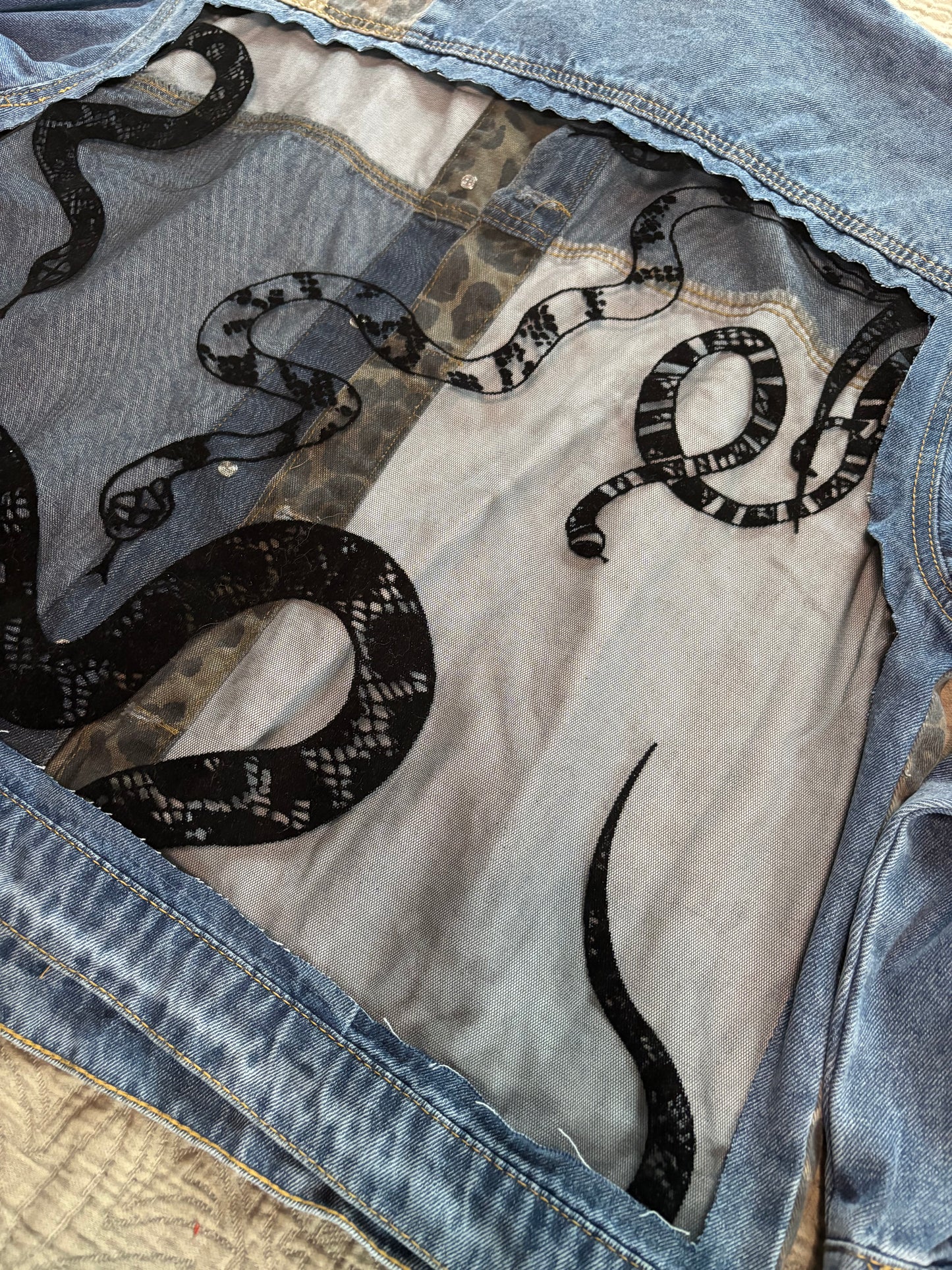 Cheetah Print Denim Snakes Jacket [3X]