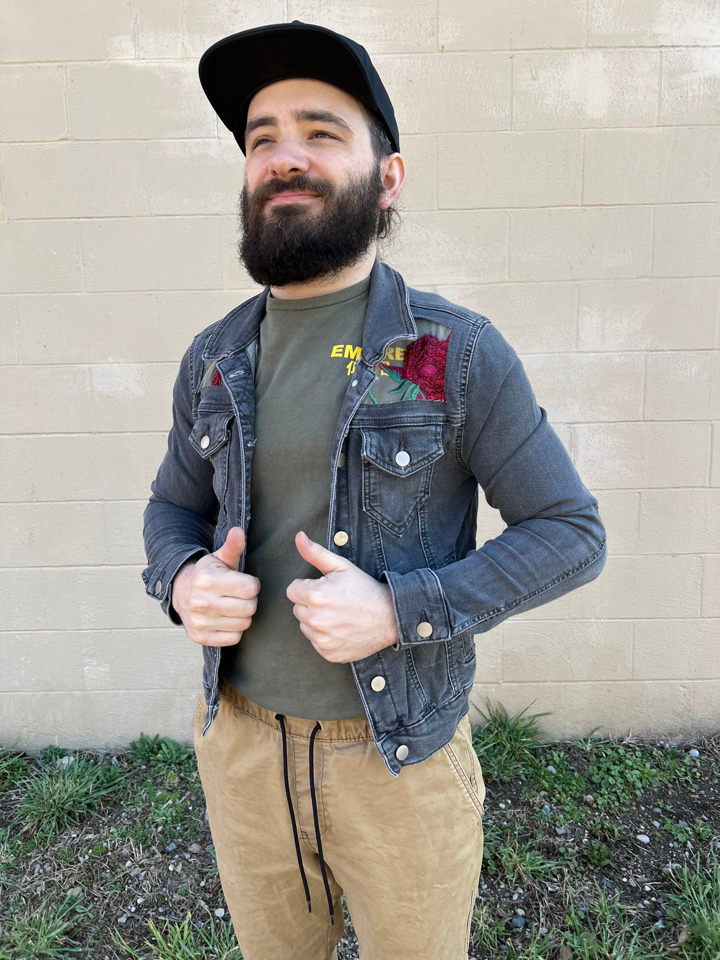 Grey Denim Roses [M]