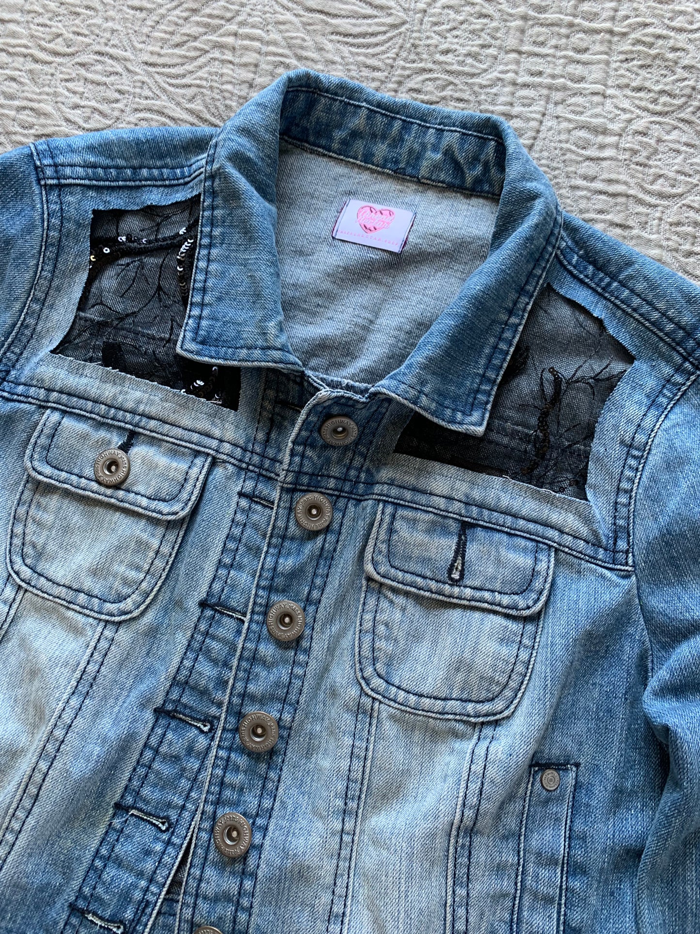 Cropped Denim Spooky Tree Jacket [M]