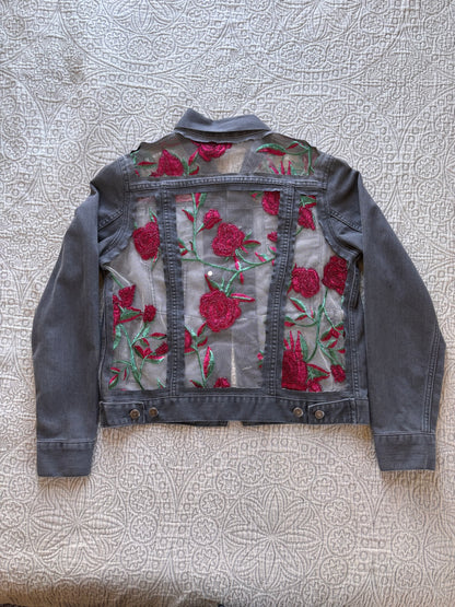 Grey Denim Roses Jacket [L]