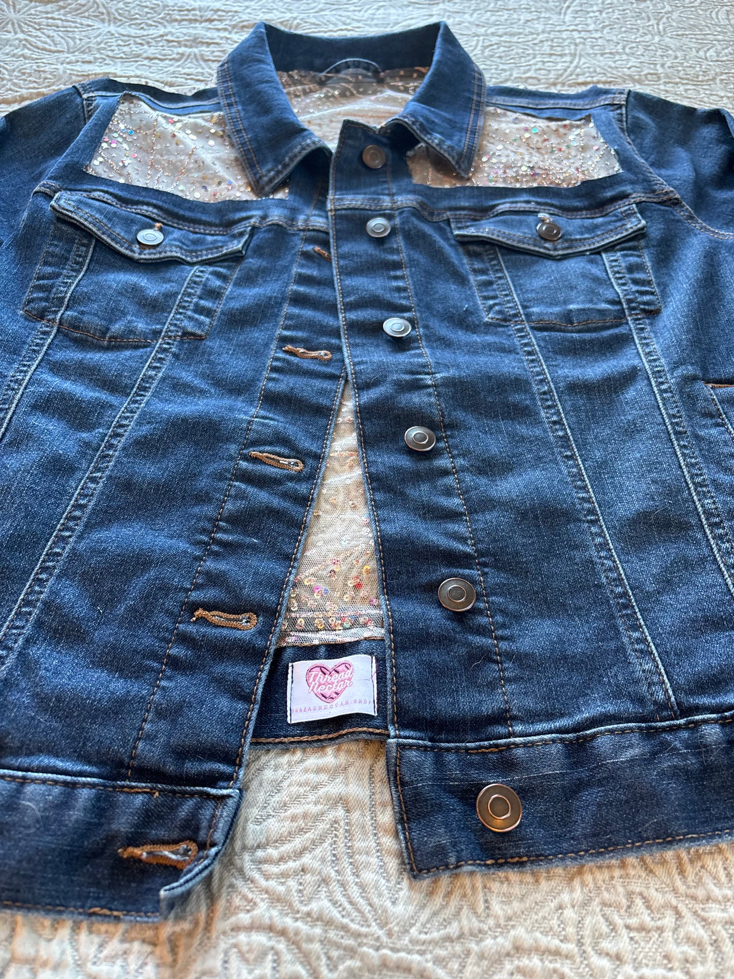 Dark Wash Fireworks Denim Jacket [1X]
