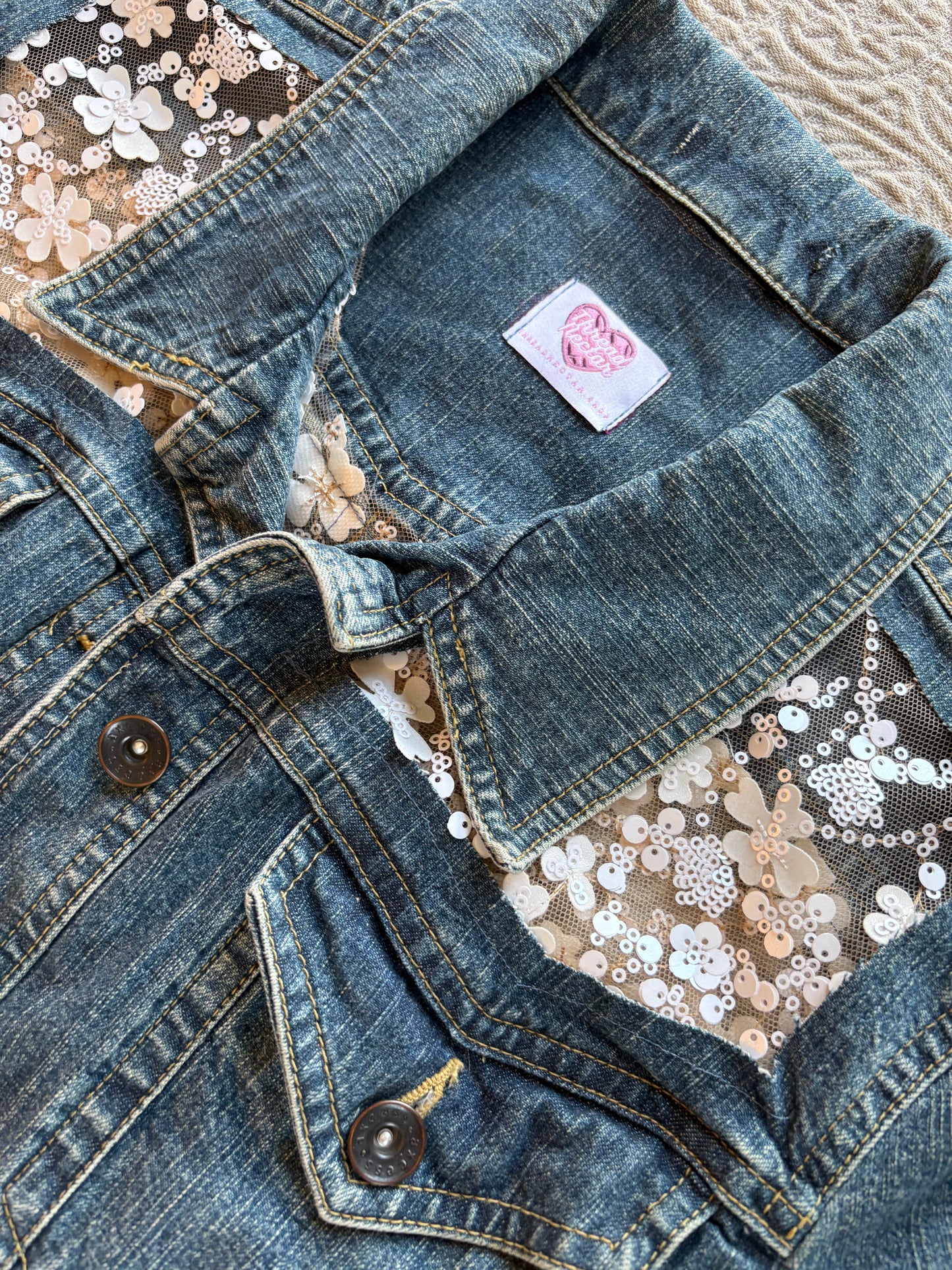 Cropped White Flowers Jacket [L]
