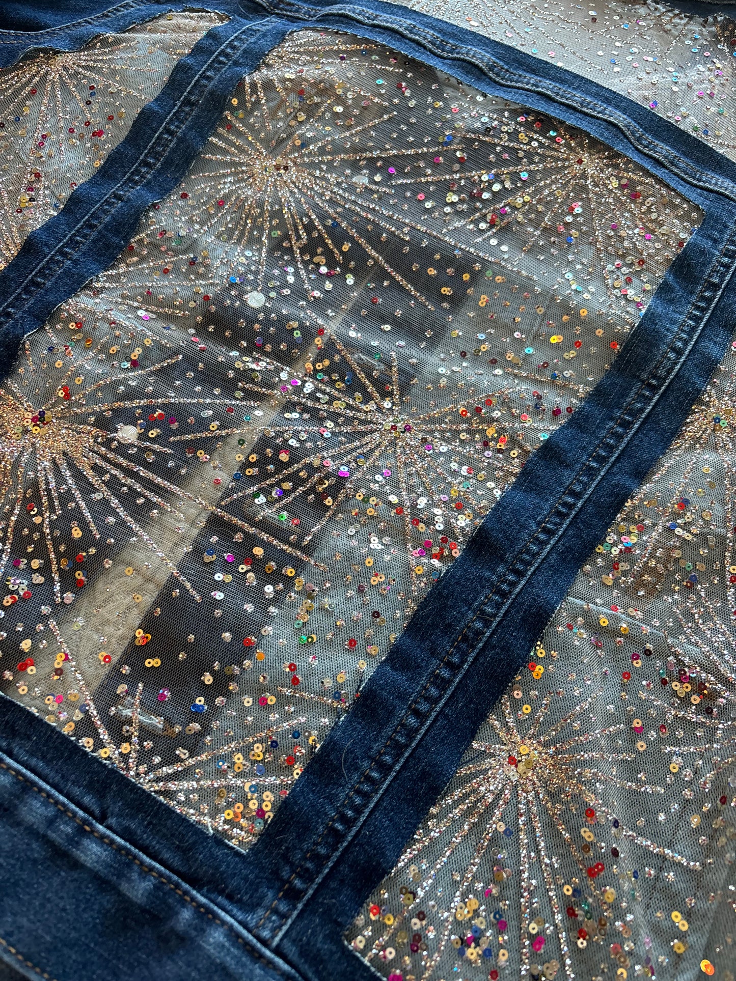 Dark Wash Fireworks Denim Jacket [1X]