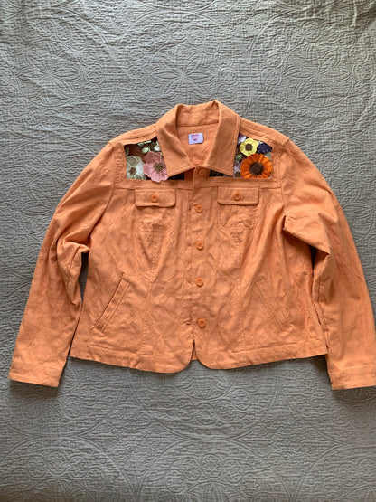 Orange Brocade Floral Jacket [0X]