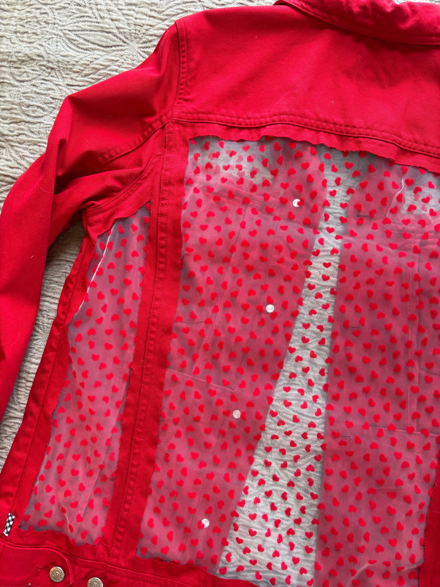 Red Denim Hearts Jacket [0X]