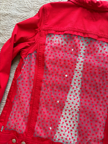 Red Denim Hearts Jacket [0X]