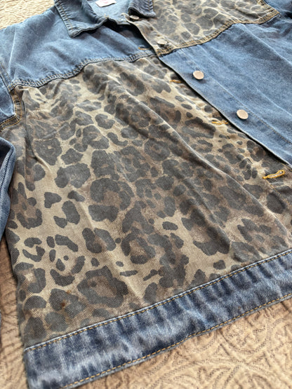 Cheetah Print Denim Snakes Jacket [3X]