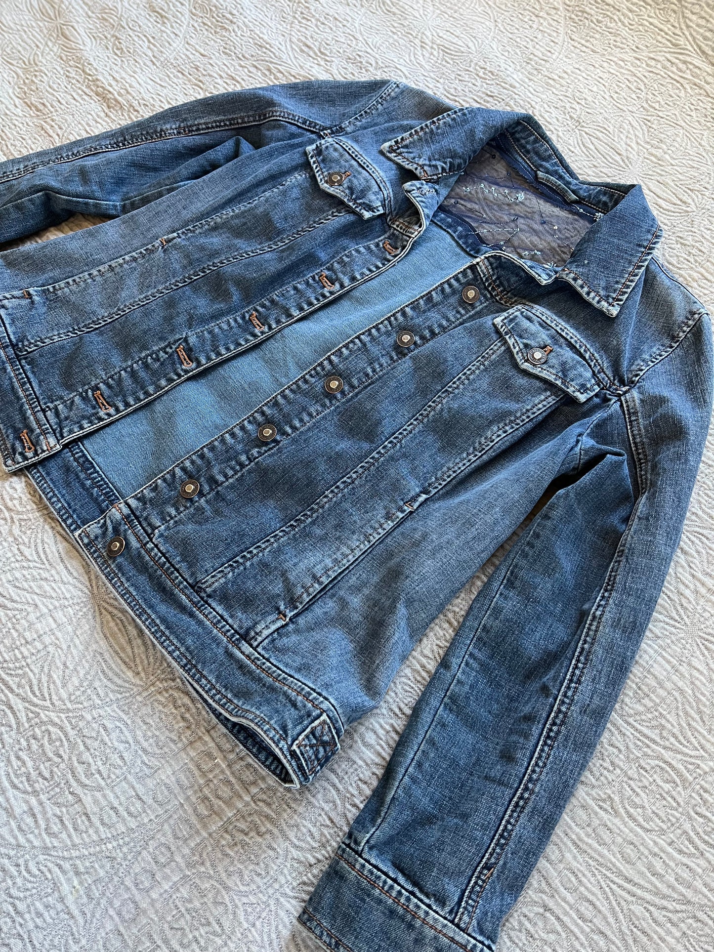 Painted Denim Astronaut and Stars [L]