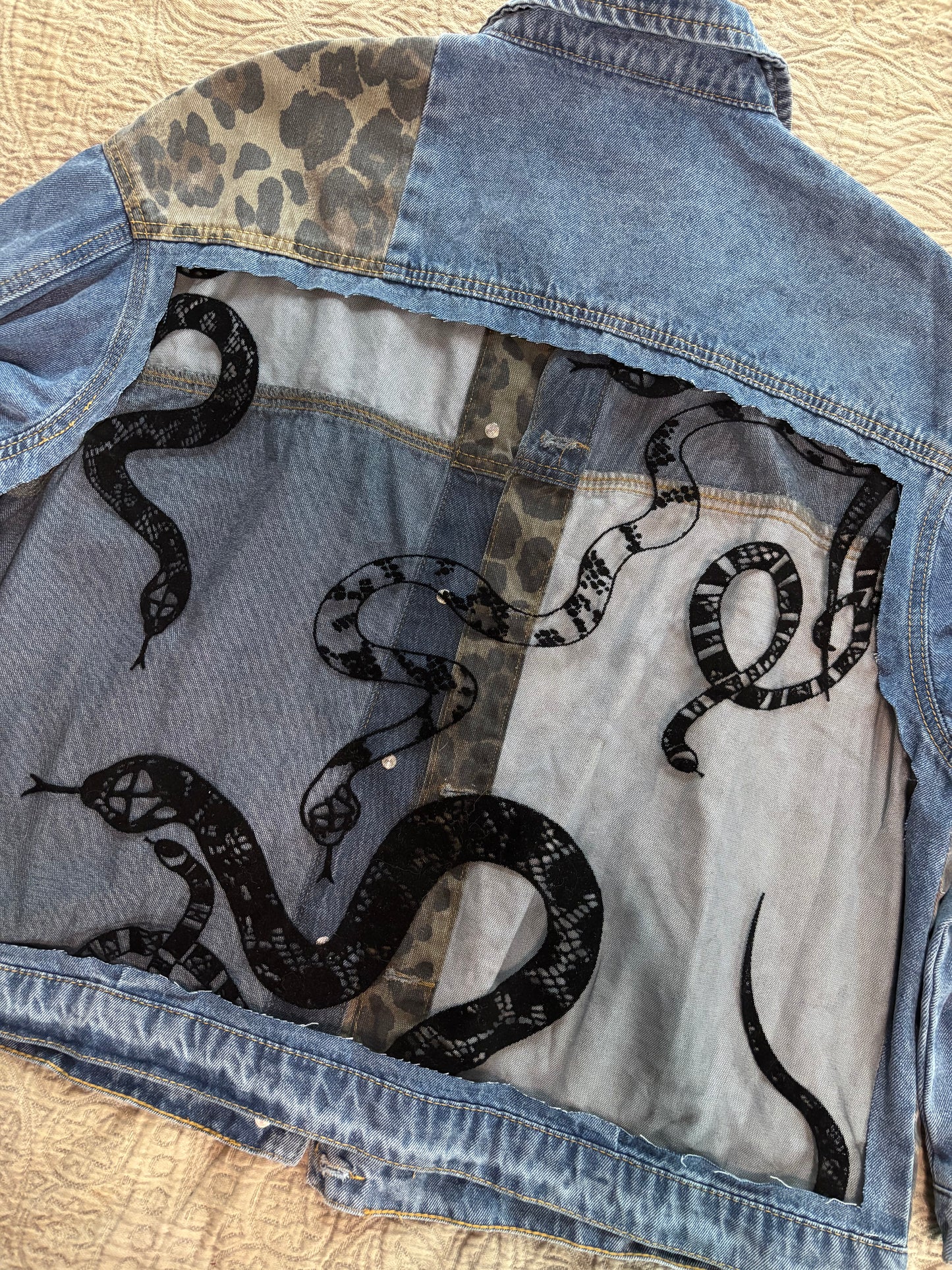 Cheetah Print Denim Snakes Jacket [3X]