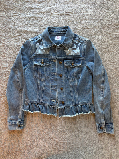 Blue Butterflies Light-Wash Denim Jacket [M]