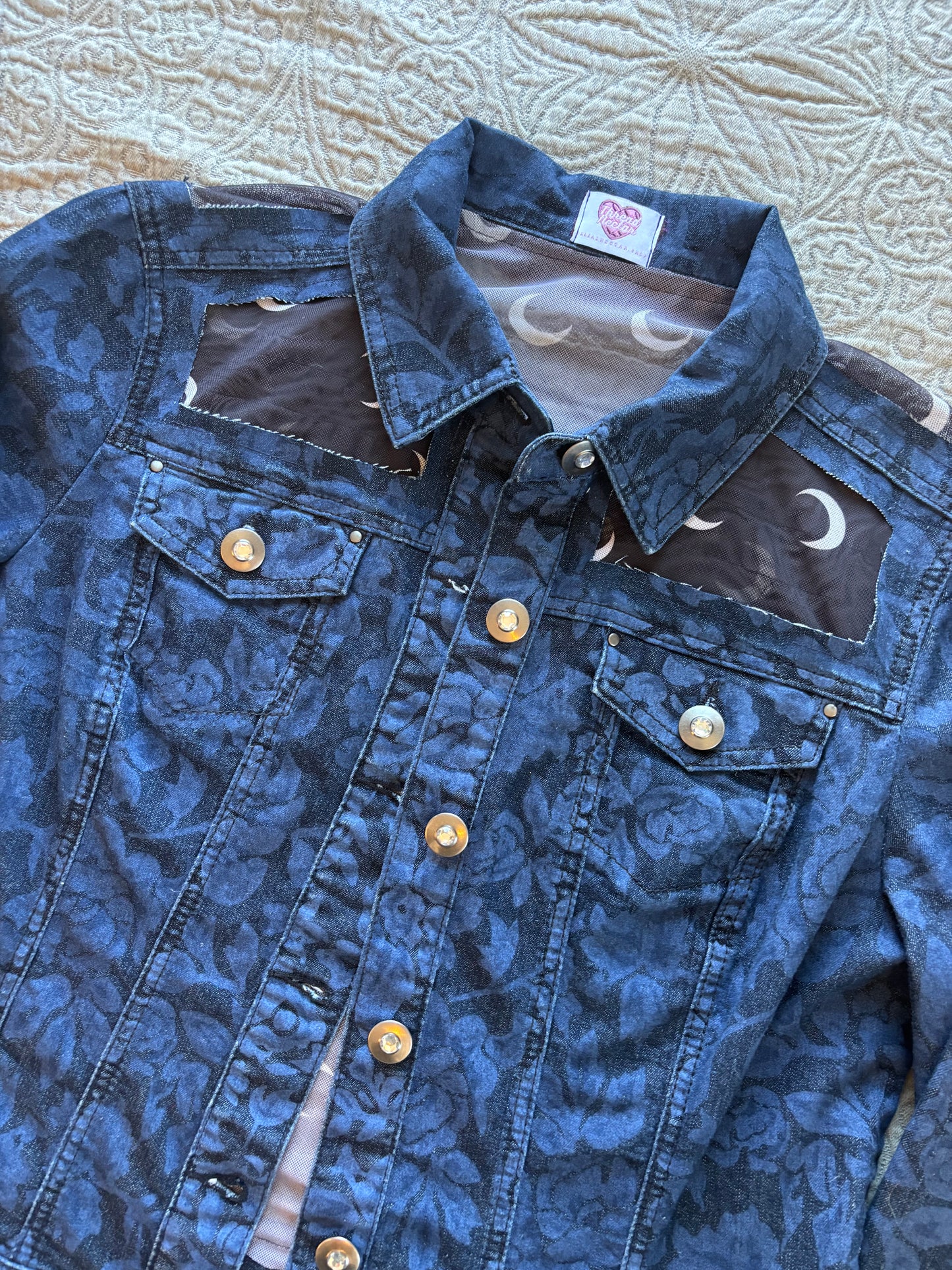 Moon Floral Denim Jacket [L]