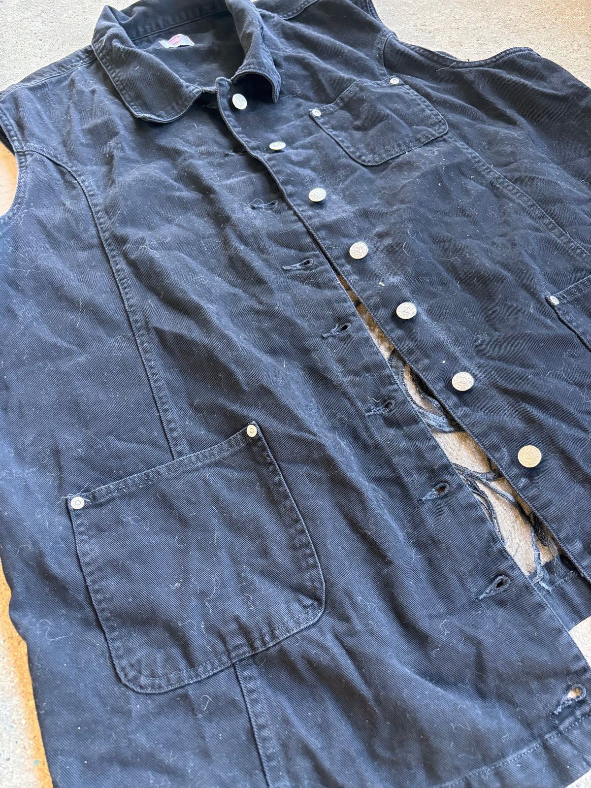 Black Denim Branches Vest [4X]