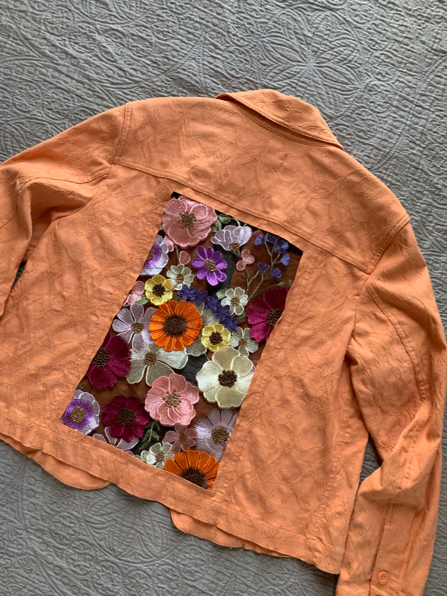 Orange Brocade Floral Jacket [0X]