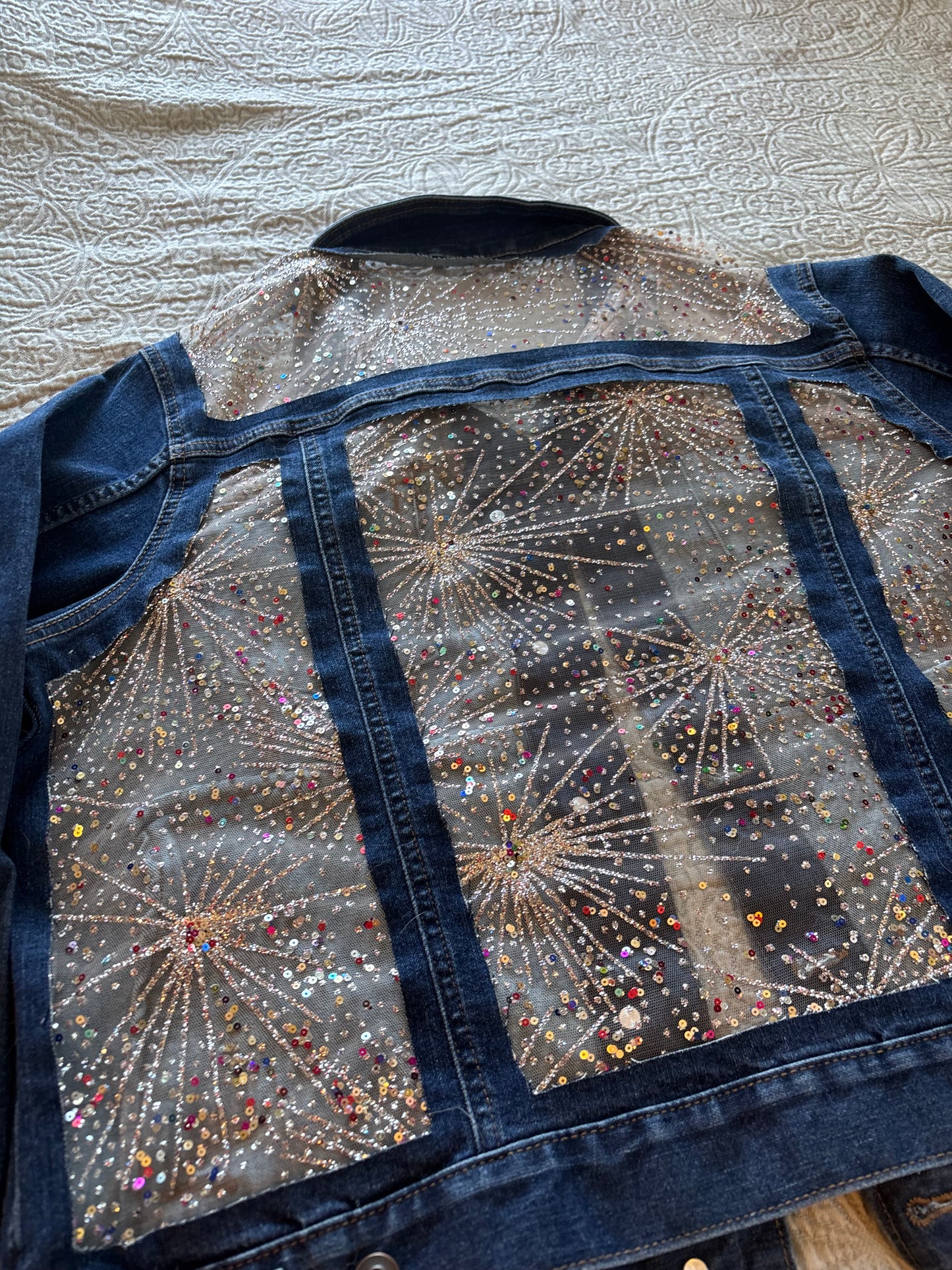 Dark Wash Fireworks Denim Jacket [1X]