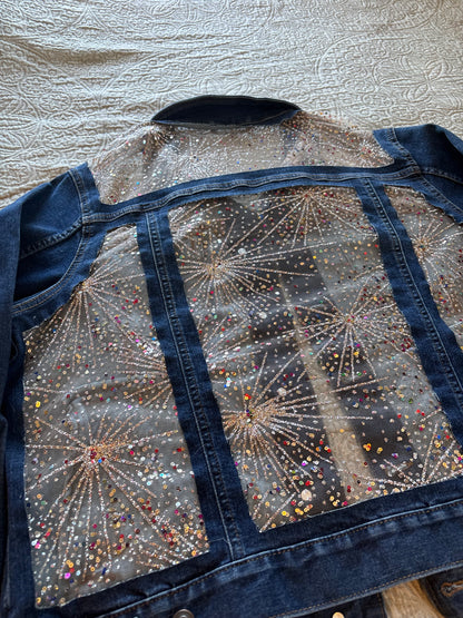 Dark Wash Fireworks Denim Jacket [1X]