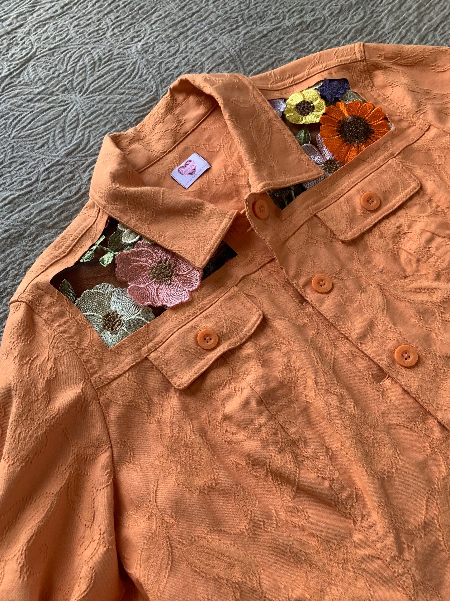 Orange Brocade Floral Jacket [0X]