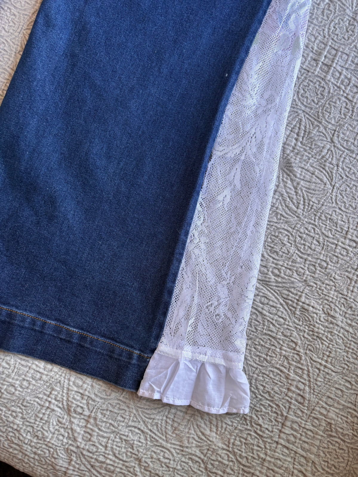 Dark Denim High Waisted Lace Flare Jeans [1X]