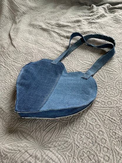 Denim Patchwork Heart Bag