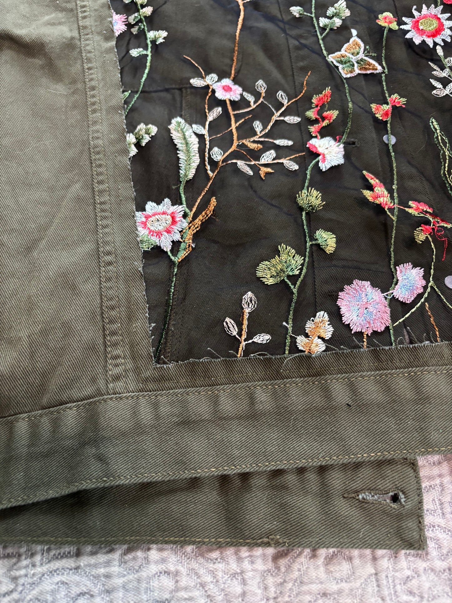 Green Denim Wildflowers Jacket [4X]