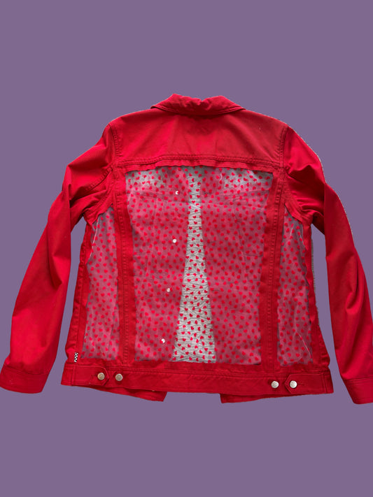 Red Denim Hearts Jacket [0X]
