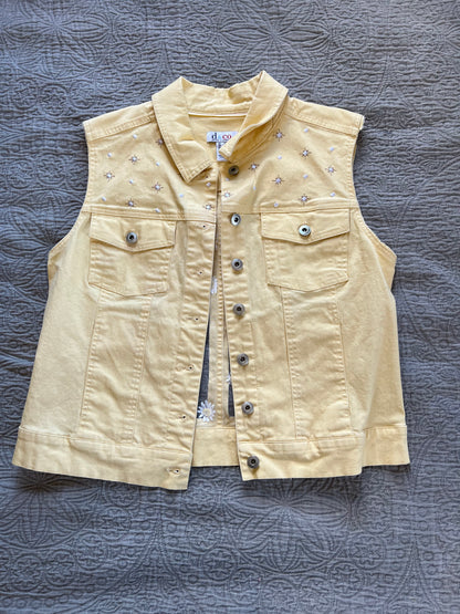 Yellow Denim Daisies Vest [M]