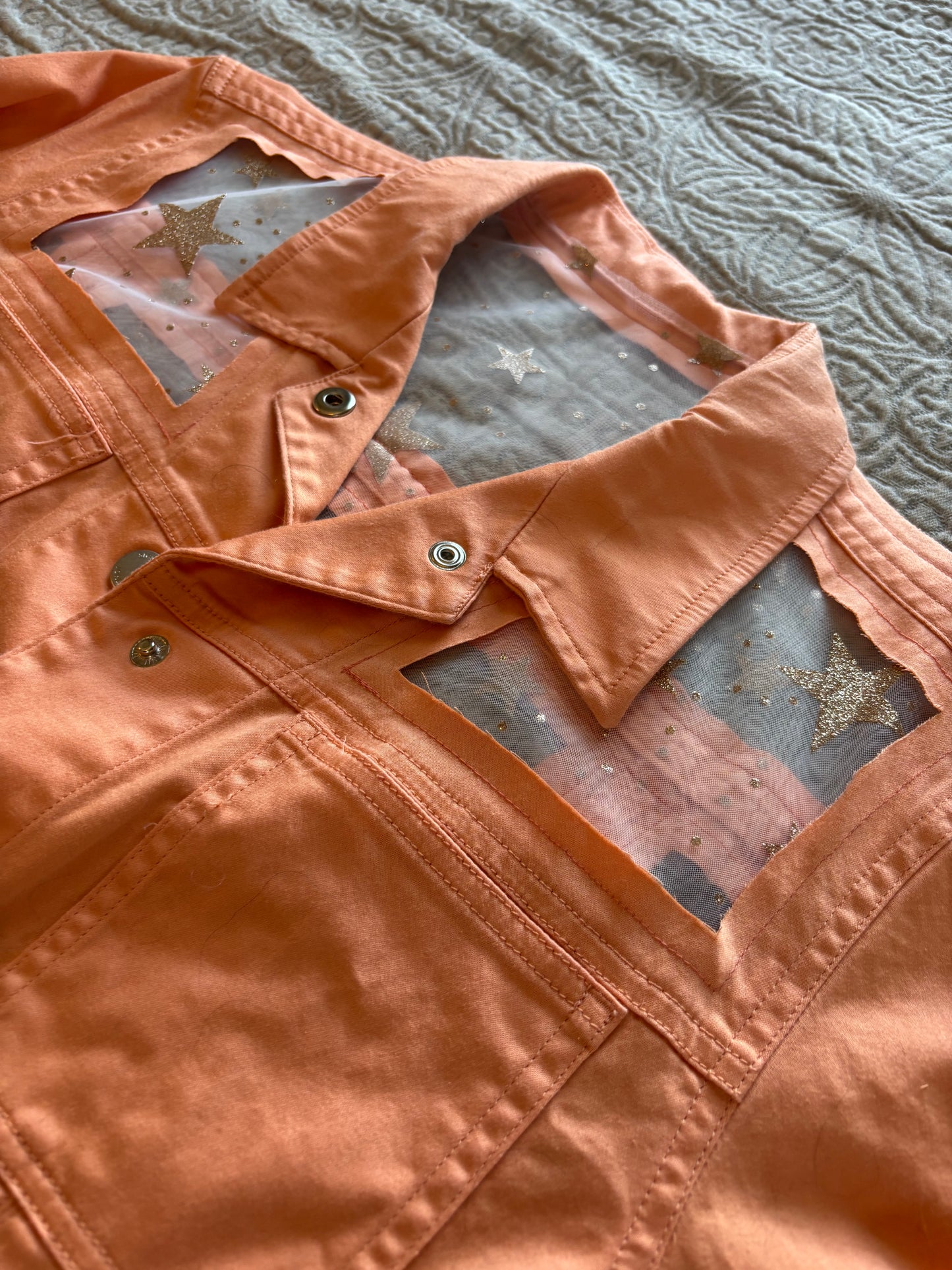 Gold Stars Orange Denim Jacket [XL]