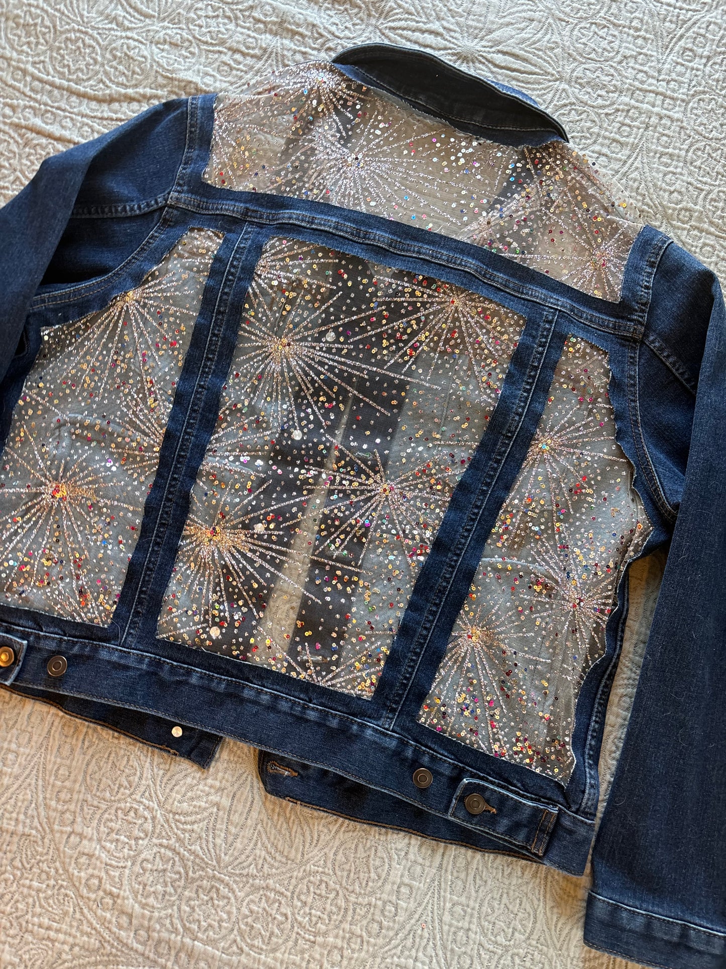 Dark Wash Fireworks Denim Jacket [1X]