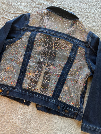 Dark Wash Fireworks Denim Jacket [1X]
