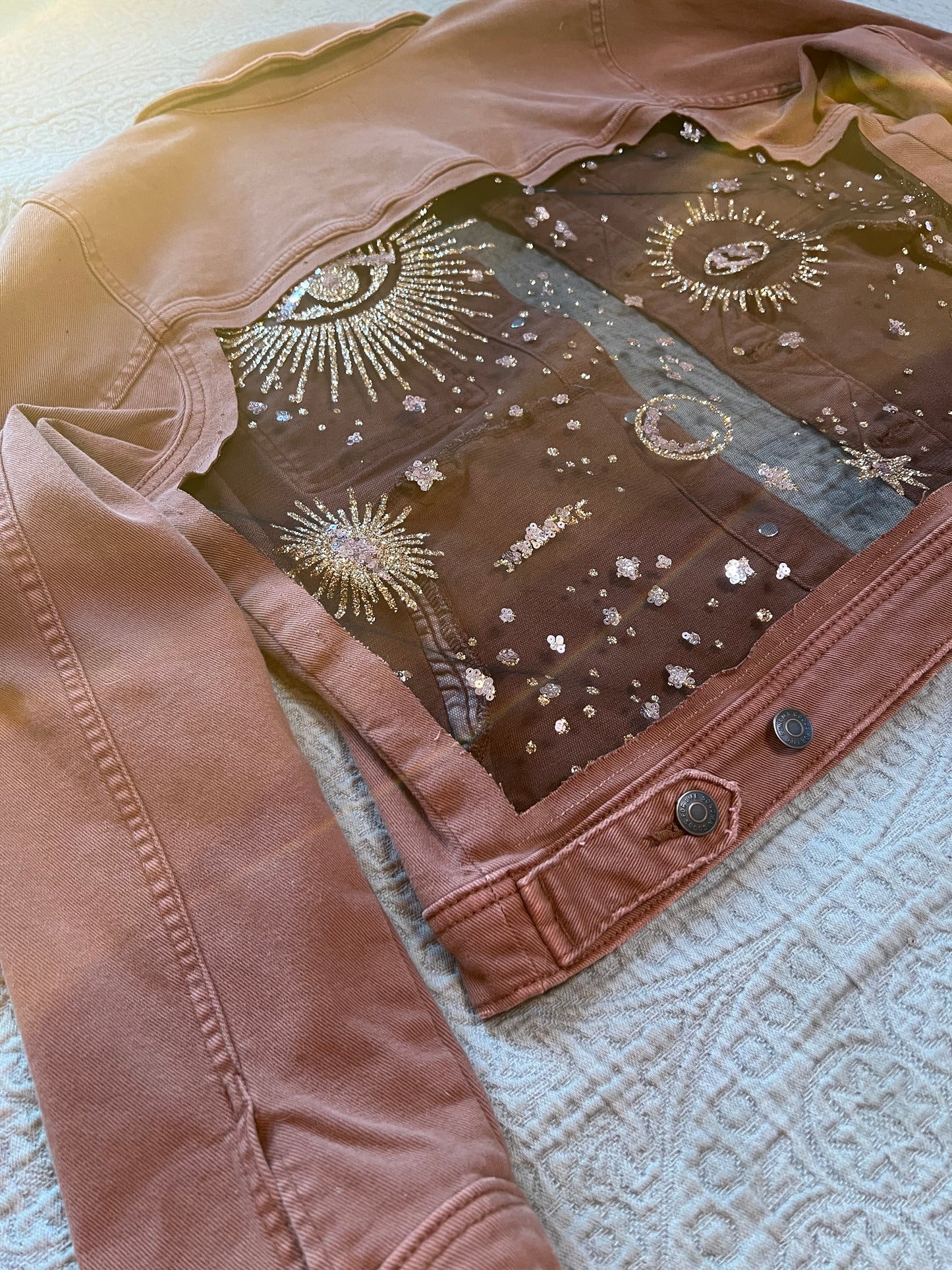 Mauve Cropped Mystic Denim Jacket [0X]