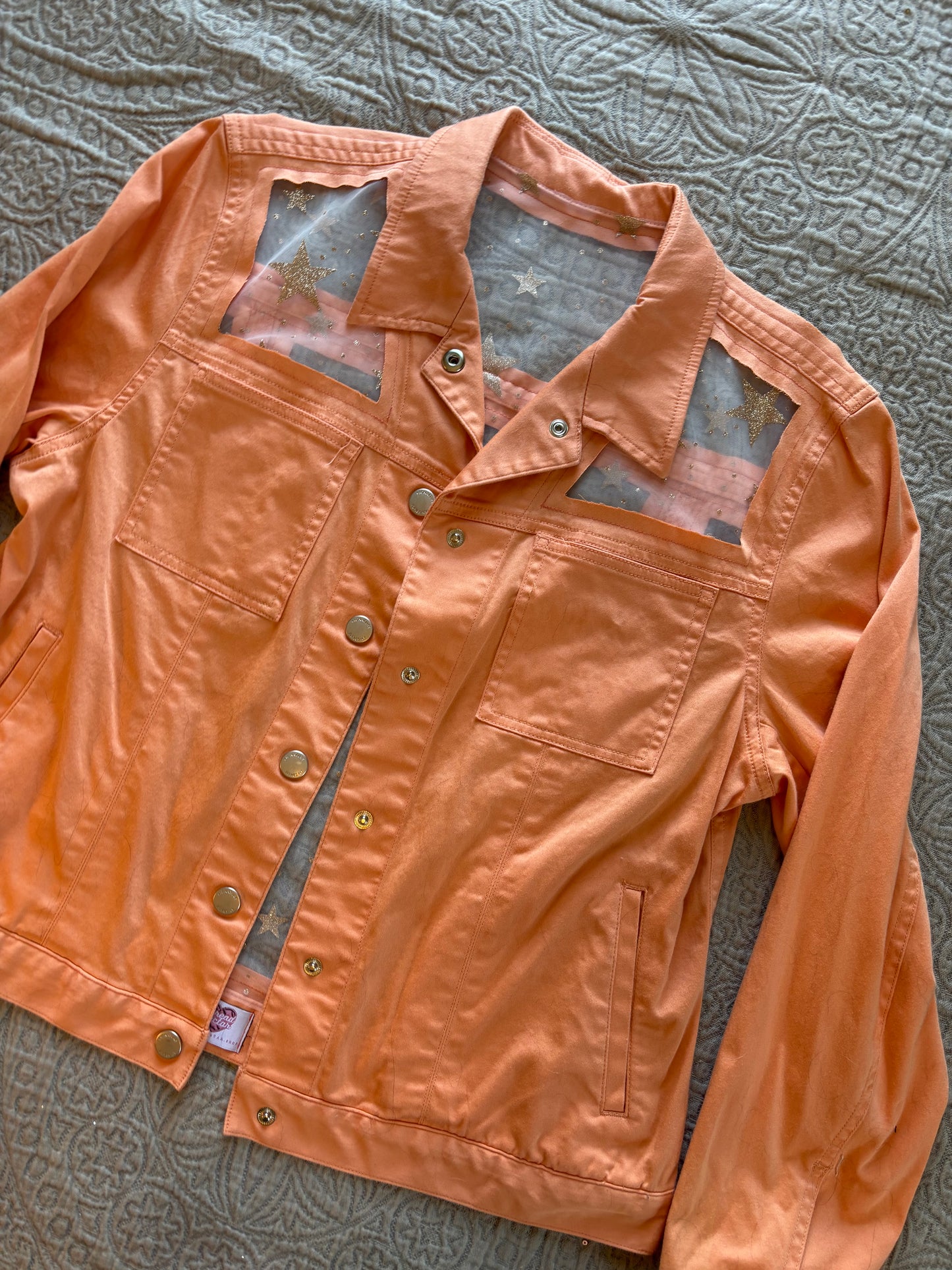 Gold Stars Orange Denim Jacket [XL]