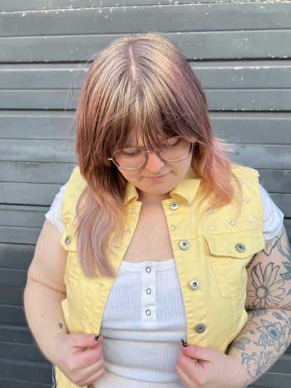 Yellow Denim Daisies Vest [M]