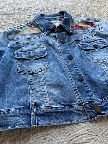 Cropped Denim Roses Jacket [L]