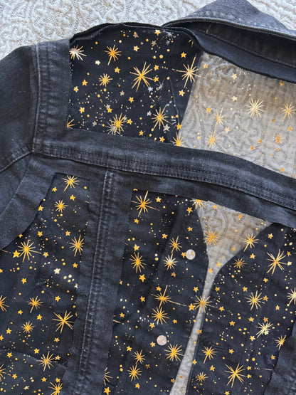 Black Denim Gold Stars Jacket [L]