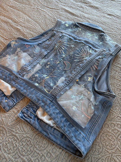 Blue Stars Light-Wash Denim Vest [XL]