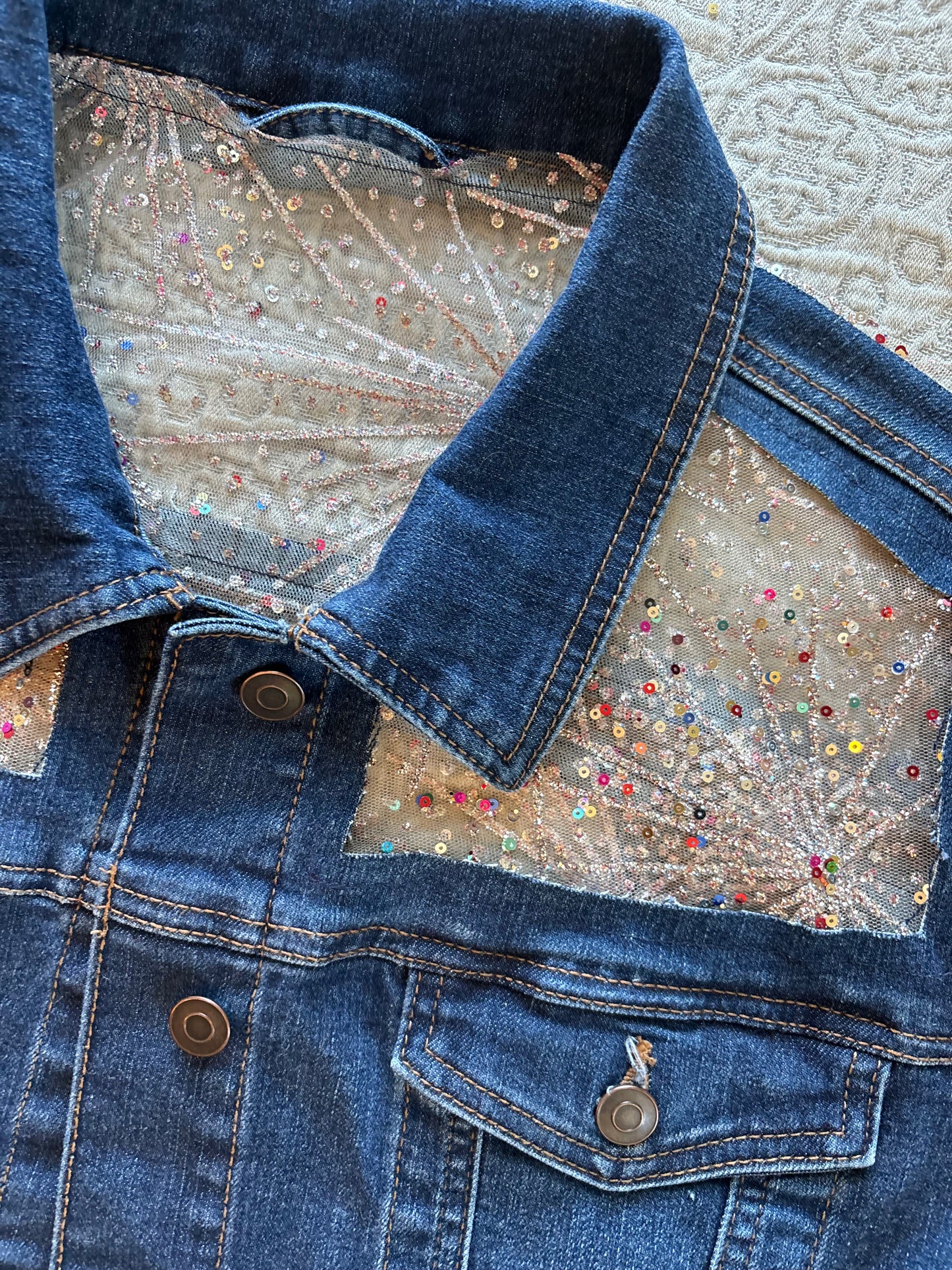 Dark Wash Fireworks Denim Jacket [1X]